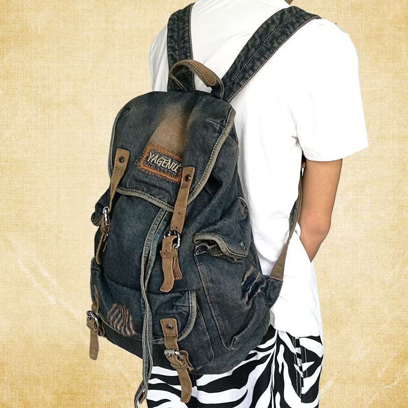Canvas Backpack Casual - Retro canvas leren dubbele schoudertas, casual